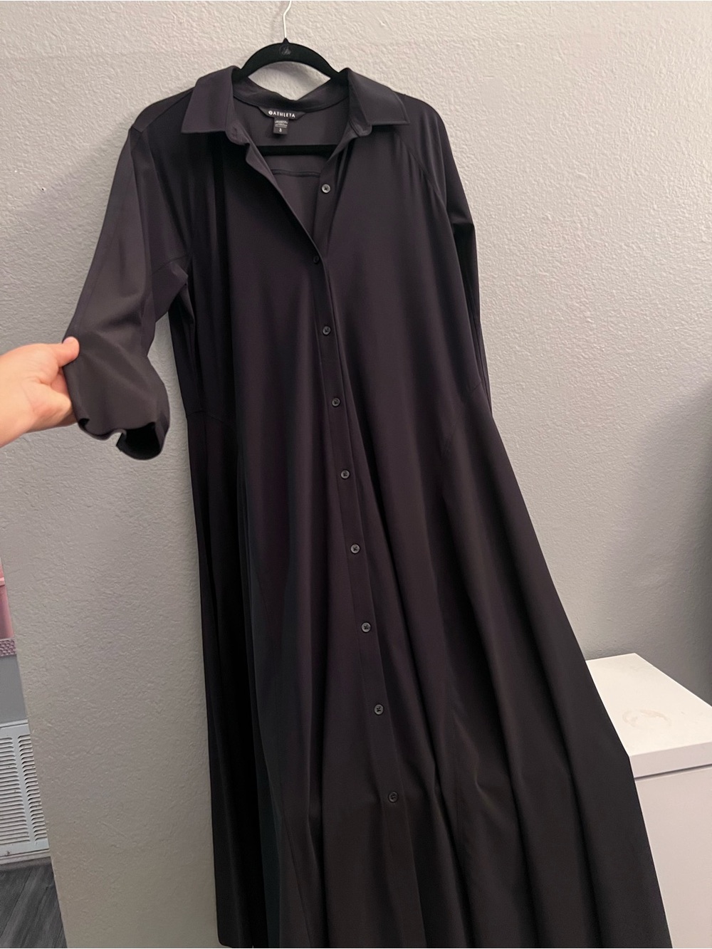Athleta Black Maxi Button-Front Shirt Dress